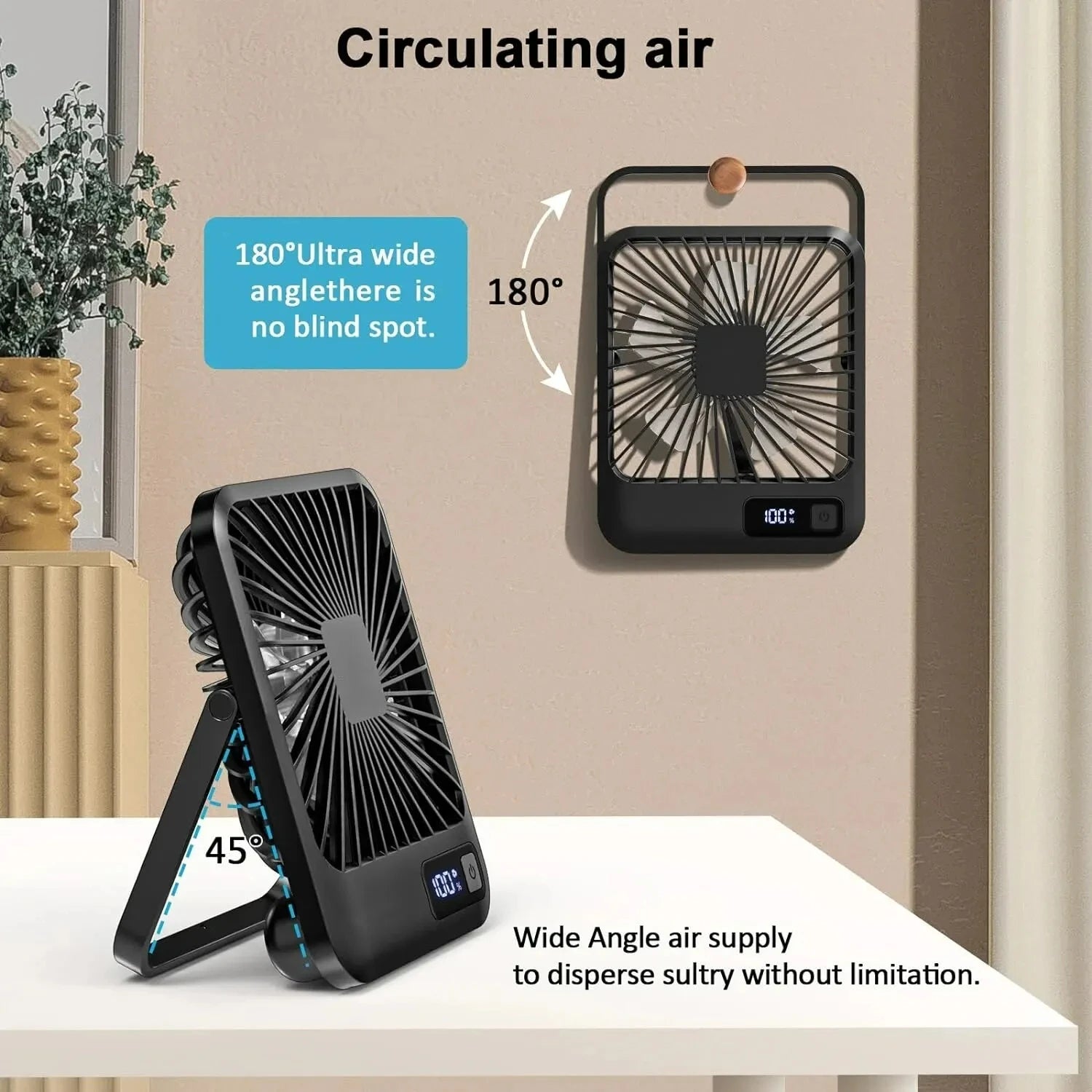 Ventilador de mesa, ventilador portátil recarregável usb, dobrável